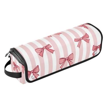 Imagem de Bolsa de viagem para ferramentas de cabelo com tapete resistente ao calor destacável 2 em 1 modelador de cachos estojo de viagem organizador de ferramentas quentes para alisador, chapinha, rosa