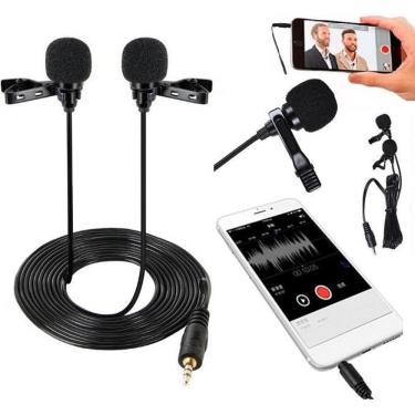 Imagem de Microfone Duplo Lapela Celular Universal Entrevista Youtuber
