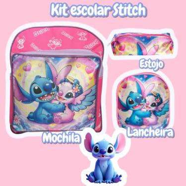 Imagem de Kit Mochila Infantil Feminina Alça Costas Lancheira Pequena - Plike