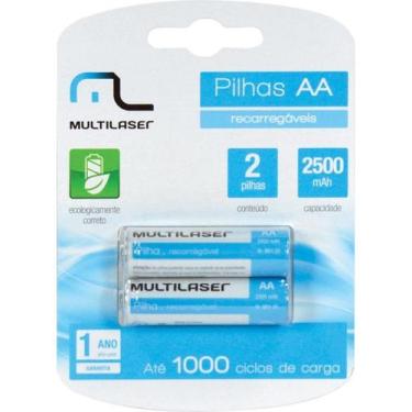 Imagem de Pilha Recarregavel Aa 2500mah Cb053 - Blister Com 2 - Multilaser