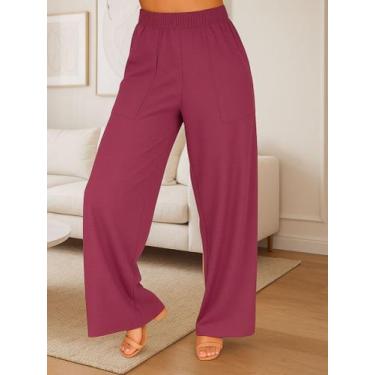 Imagem de Calça Feminina Wide Leg Pantalona Cintura Alta com Bolso de Moletinho 