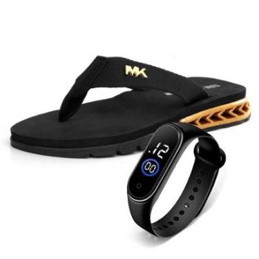 Imagem de Kit Chinelo Masculino Anatômico Slide Com Relógio Leve Macio Confortável Antiderrapante Original-Masculino