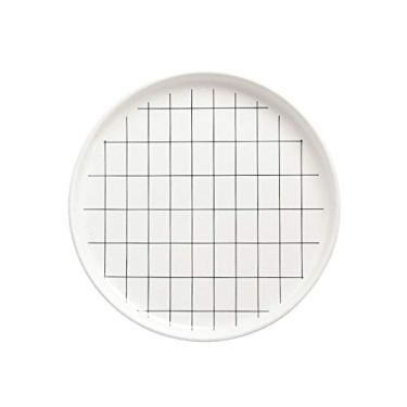 Imagem de SXAYTLH Prato de jantar, prato de cerâmica, prato de porcelana, prato de bife, prato ocidental, prato de café da manhã, prato plano europeu branco de 21,7 cm