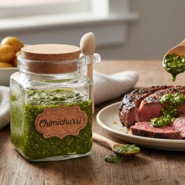 Imagem de Porta Temperos Condimento Vidro Tampa Hermético Colher Bambu 310ml Chimichurri