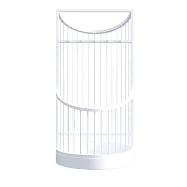 Imagem de Suporte de guarda-chuva para entrada de aço inoxidável caixa de guarda-chuva interno bandeja de água decoração de corredor guarda-chuvas de escritório em casa bengalas (cor: dourado) (branco)