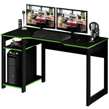 Imagem de Mesa Para Computador Gamer Espaço Para 2 Monitores E Cpu Preto/verde