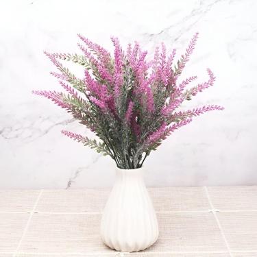 Imagem de 4 Ramos Plantas Lavanda Artificiais Rosa Com 35 Folhas 40cm