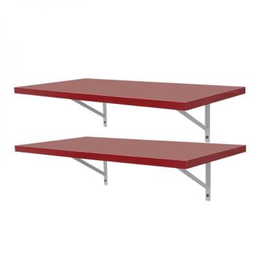 Imagem de Kit 2 Prateleiras 50 X 25cm Vermelha Com Mão Francesa