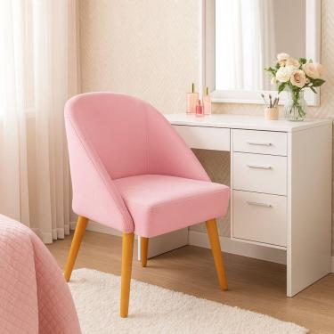 Imagem de Banqueta Poltrona Lua Rosa Para Recepção Atendimento Penteadeira