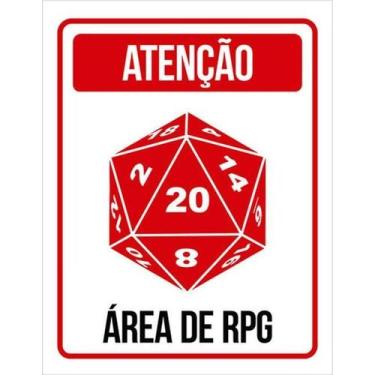 Imagem de Kit 5 Placas Decorativa Dado D20 Atenção Área De Rpg 27X35 - Sinalizo