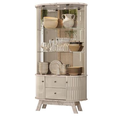 Imagem de Cristaleira De Vidro Com Led Eva 90cm Z10 Off-calacata - Mpozenato