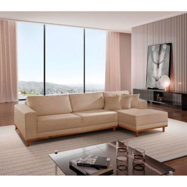 Imagem de Sofá Cronos Linho 4lug Chaise Lado Direito Meu Sofá Online A226 Linho Bege