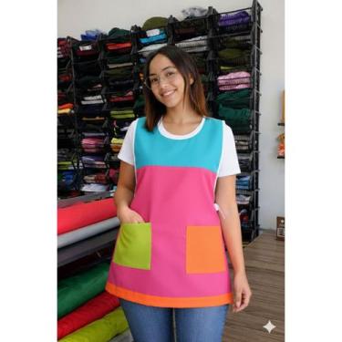 Imagem de Avental colorido Tipo Bata Oxford Premium,luxo,aniversario,cozinha,min