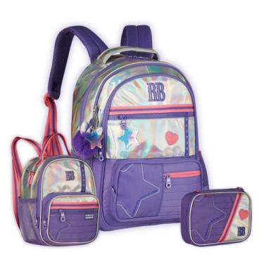 Imagem de Kit Mochila Rebecca Bonbon Holográfica Bolsinha E Estojo Box Cor:Rosa,