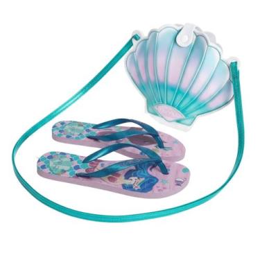 Imagem de Chinelo Infantil Crical Guarujá + Bolsa Concha Praia Piscina Conforto 