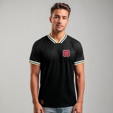 Imagem de Camisa Vasco Retrô 1974 Campeão Brasileiro Jacquard Masculina-Masculino