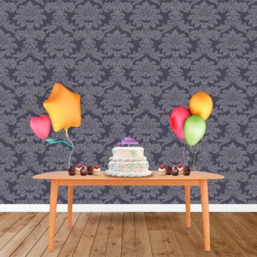 Imagem de Painel Retangular em Jacquard Cinza Chumbo Medalhão - Jacquard Tradici