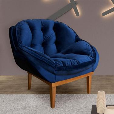 Imagem de Poltrona Decorativa Marcela Veludo Azul Marinho Dal Poz Estofados