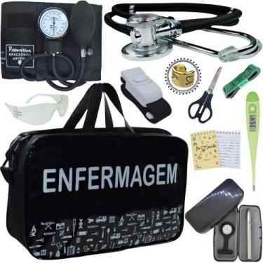 Imagem de Kit Enfermagem Top Cores Premium Completo Estagio - Love Saude, PRETO 