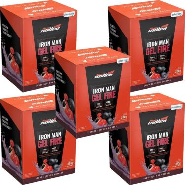 Imagem de Kit 5X Iron Man Gel Fire - 10 Sachês 30g Açaí com Guaraná - New Millen-Masculino