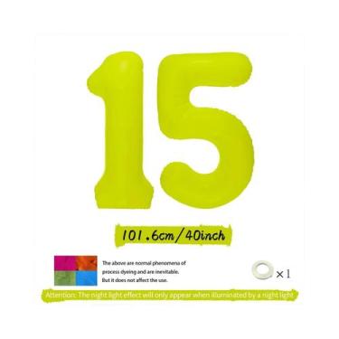 Imagem de Balões Digitais Fluorescentes Amarelo Neon Para Decorações De Aniversá