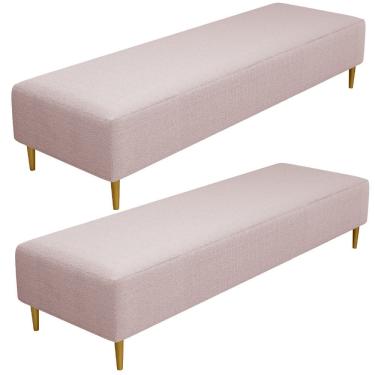 Imagem de Kit 02 Puffs Decorativo Sala de Estar Bali W01 Pés Palito 210x60cm Bouclê Rosê - Lyam Decor