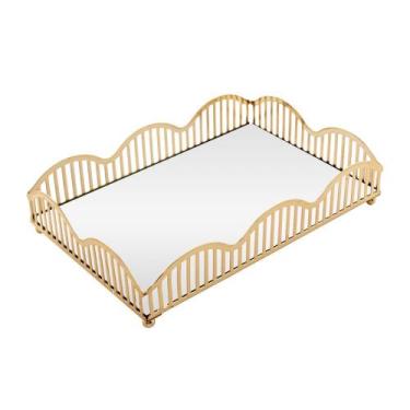 Imagem de Bandeja com Espelho Lyor Wave 21cm x 14cm x 4cm Dourada