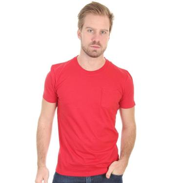 Imagem de Camiseta Ellus Masculina Cotton Fine Logo Pocket Vermelha-Masculino