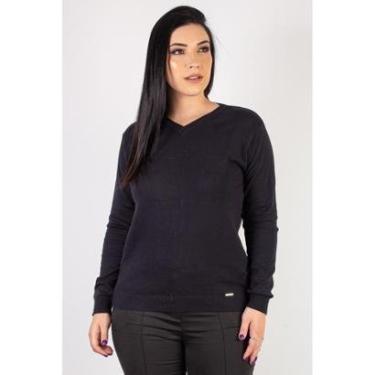 Imagem de Suéter feminino de malha gola V 60004 - P - Bege-Feminino