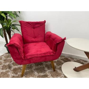 Imagem de Poltrona Opala Veludo Pés Palito - Veneza Estofados, Vermelho