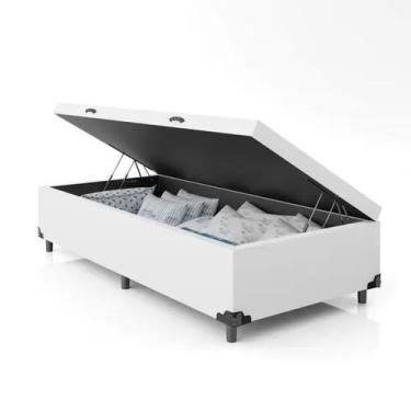 Imagem de Base Cama Box Solteiro com Baú 42x88x188cm - Veneza Estofados, Branco