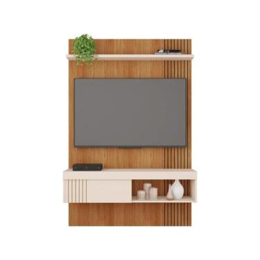 Imagem de Painel para TV até 45" Caemmun Jade 1.2 1 Prateleira, Freijó e Off Whi