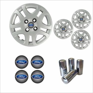 Imagem de Jogo Calota Aro 14 Fiesta Hatch Sedan 2011 à 2013 Ford + Emblema Resin