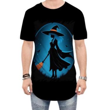 Imagem de Camiseta Longline Bruxa Halloween Azul Festa 5 - Kasubeck Store, GG