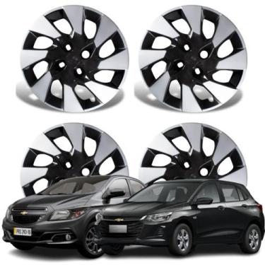 Imagem de Jogo Calota Aro 15 GM Onix Prisma 2014-2016 Cubo Padrão Preto/Prata 19