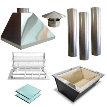 Imagem de Kit Churrasqueira Completa I430 3 Dutos Suporte Fundo 0368 M - MAKEER