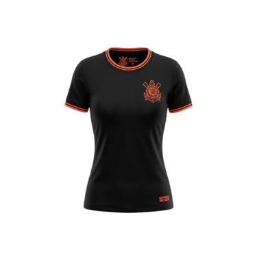 Imagem de Camiseta Feminina Corinthians Preta Laranja Oficial-Feminino