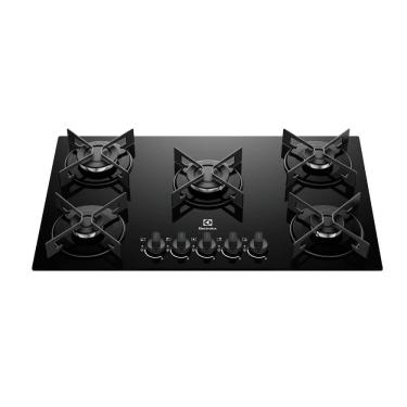 Imagem de Cooktop 5 Bocas Electrolux KE5GR Efficient a Gás Mesa de Vidro Preto Bivolt