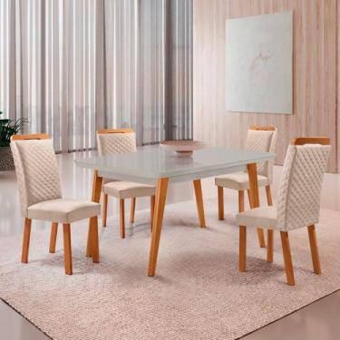 Imagem de Mesa de Jantar Copper Lorena 120cm Tampo MDF Vidro Canto Copo com 4 Ca