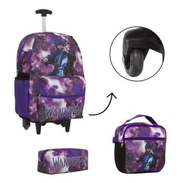 Imagem de Kit Mochila Bolsa Escolar Wandinha Rodinha 3 Pçs Passeio - Toys 2U