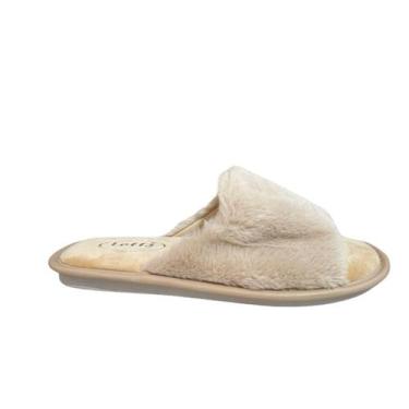 Imagem de Pantufa Leffa Chinelo De Quarto Pelúcia Forrado Bege 866, 35, Bege, Fe