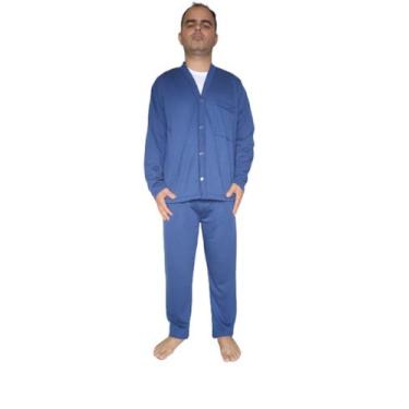 Imagem de Pijama Masculino Aberto Flanelado Moletinho C/botões Inverno Liso - ST