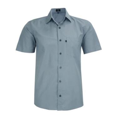 Imagem de Camisa Social LBL Masculina Manga Curta Com Bolso Plus Size Tamanho P 