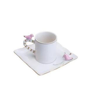 Imagem de Xícara De Café Em Porcelana Com Pires Birds Plate 80ml - Wolff