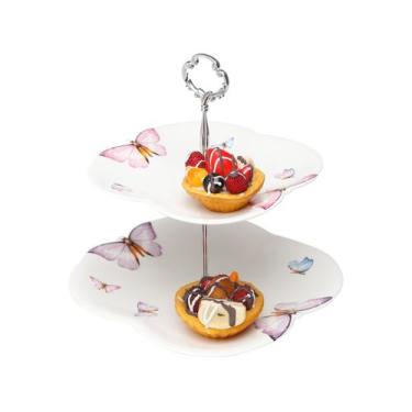 Imagem de Prato Duplo Para Doces De Porcelana Borboletas Wolff