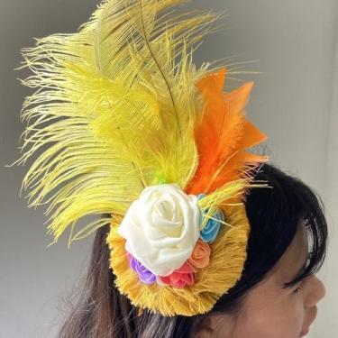 Imagem de Arranjo de Penas Colorida para Penteado de Fantasia - Pistache Acessór