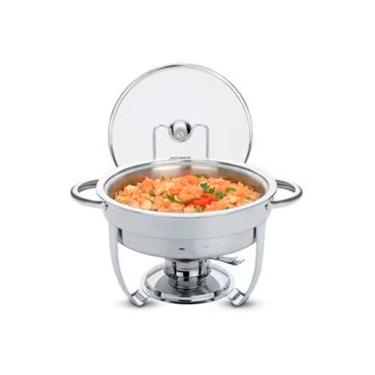 Imagem de Rechaud banho-maria 61041-000 para Servir Alimentos em Aço Inox com Tampa de Vidro 4L para Buffets Inox Tramontina