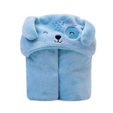 Imagem de Cobertor microfibra de bebê capuz dog azul - Era Uma Vez