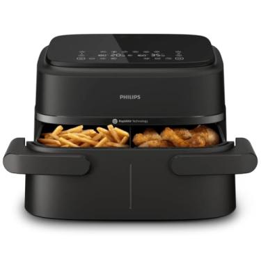 Imagem de Philips Walita Fritadeira Air Fryer Série 1000 Duplo Cesto 7,1L, 2 Cestos ou Bandeja Grande, Tecnologia RapidAir, 10 Modos de Preparo, Função Reaquecer, Preta, 220V (NA150/09)