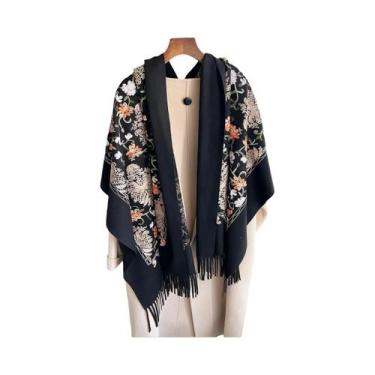 Imagem de Cachecol Feminino Quente De Caxemira, Moda Inverno, Bordado, Pashmina,